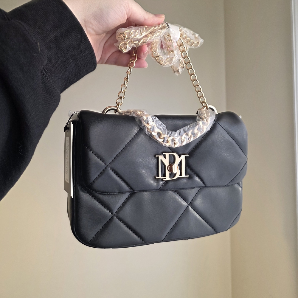 NWT Badgley Mischka Black Crossbody Bag with Gold Accents